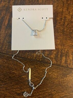 Kendra Scott Silver Necklace with Clear Rectangle Stone